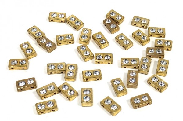 Double hole element – 10x6 mm – gold colored – 35 pieces