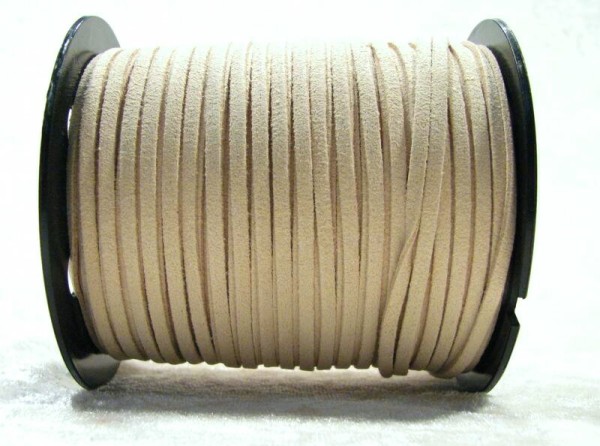 Band flach in Wildlederoptik - hell beige - 1 Rolle - 91 Meter