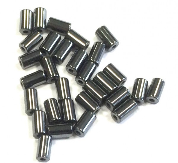 Hematite tubes 5x3 mm – 30 pieces – hematite glossy