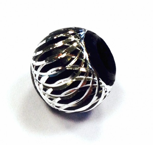Aluminum bead 10 mm black-silver