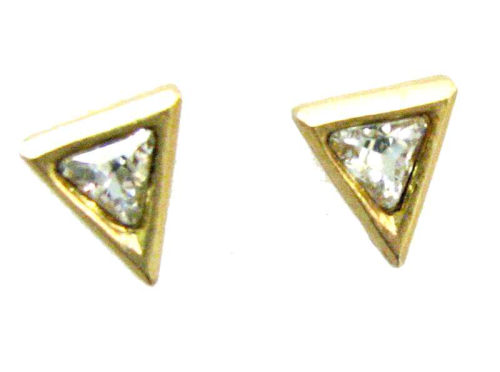 Earrings “small triangle” gilded with Swarovski crystal