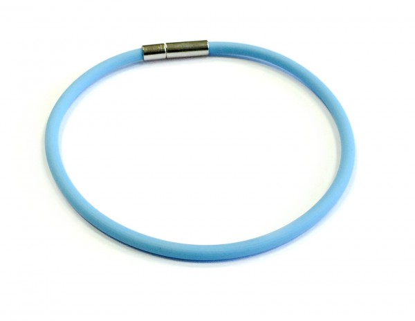 Rubber Bracelet 3 mm light blue – with click closure – different lengths