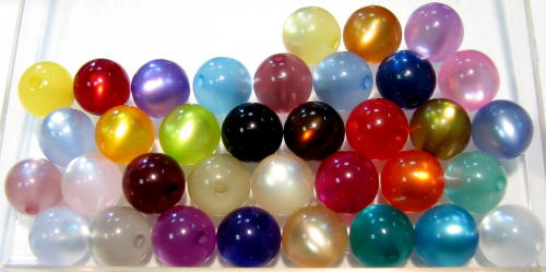 Polaris beads 10 mm glossy – large hole – 35 pieces in different colors