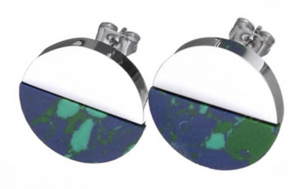 Stainless steel earrings earrings 16 mm – turquoise/green/blue