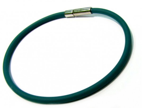 Rubber Bracelet 3 mm green – with click closure – different lengths
