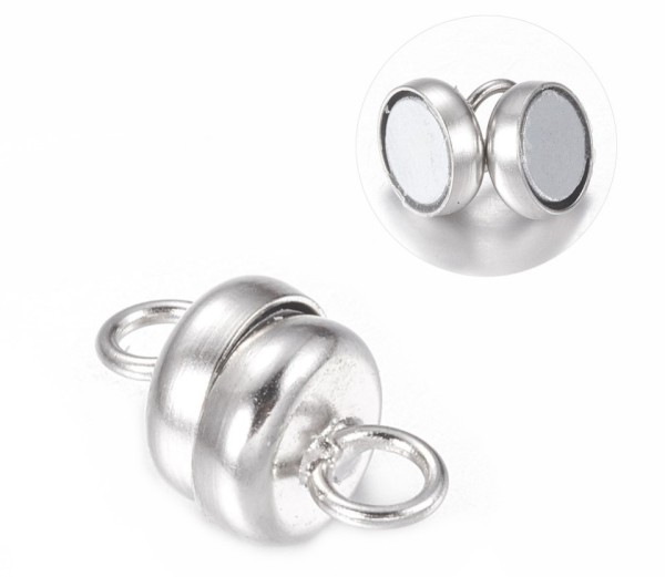 6mm magnetic clasp, color: platinum - extra strong - 1 piece