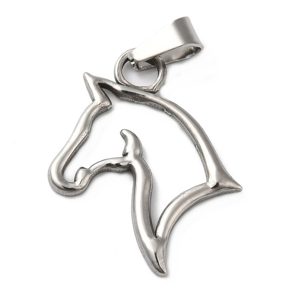 Horse head - Stainless steel pendant - 2,2x1,9cm - 1 piece