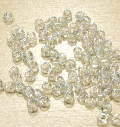 Glass beads approx. 4 mm – transparent, silver lined – 10 grams