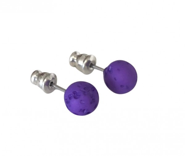 Polaris Gala Sweet Earrings 8 mm --Stainless steel- 1 pair – dark violet