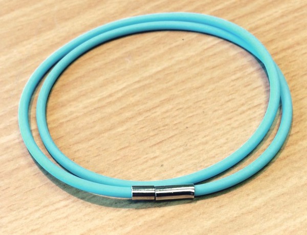 Rubber Collier 3 mm light turquoise – with click closure – different lengths