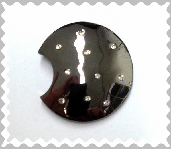 Creative pendant -3/4 moon blackened, filled with Swarovski crystal