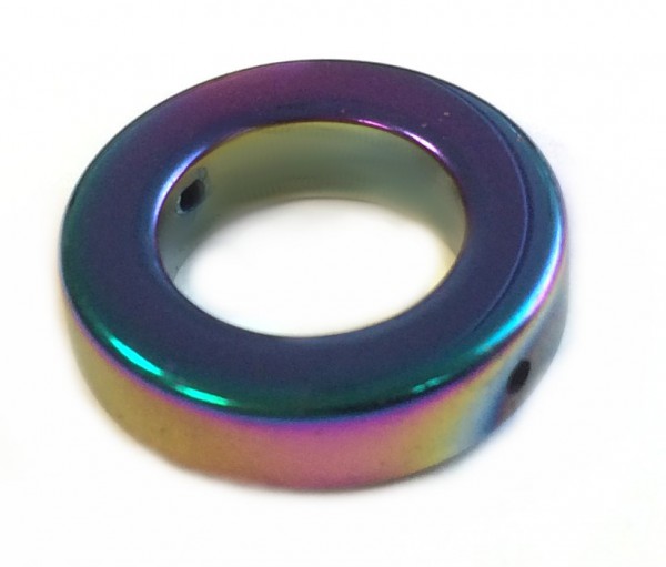 Hematite circle 16x4 mm – rainbow glossy coloured refined – 1 pcs.