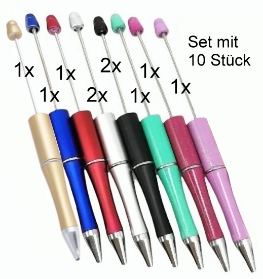 Beadable pen - 10 pieces ballpoint pens that can be equipped with beads