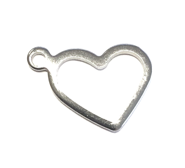 Jewellery Pendant or Connector Element - Stainless Steel - Heart 10x14mm