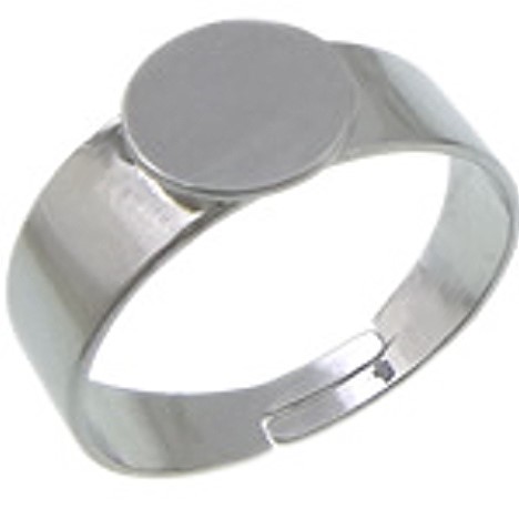 Ring mit Platte 8mm - Edelstahl - größenverstellbar