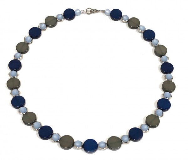 Polaris – stainless steel necklace – 45 cm – blue-grey