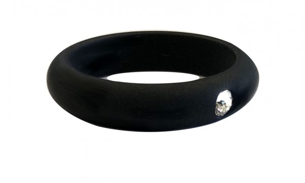 Polaris finger ring with crystal – black