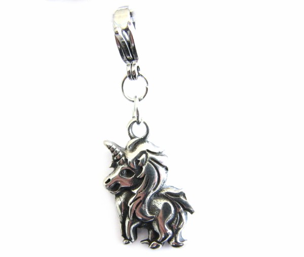 Charms - Pendant with lobster clasp - STAINLESS STEEL - Unicorn