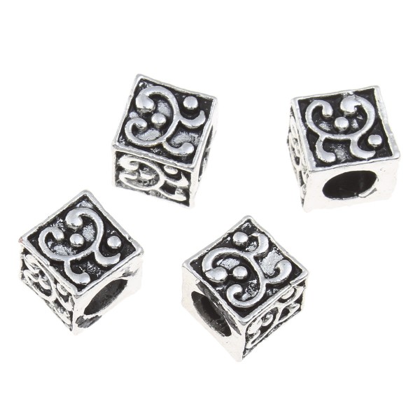 Cubes bead 8 mm – antique silver – large hole – 1 pcs.