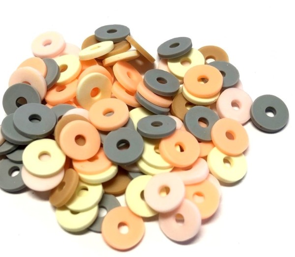 Katsuki beads - Heishi beads 10mm - salmon mix - 10cm