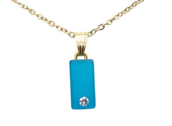 Polaris Chain Pendant with Swarovski Crystal – gold turquoise