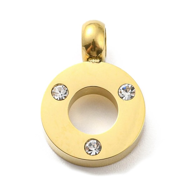 Crystal pendant made of 14K gold-plated stainless steel -1.3cm - 1 piece