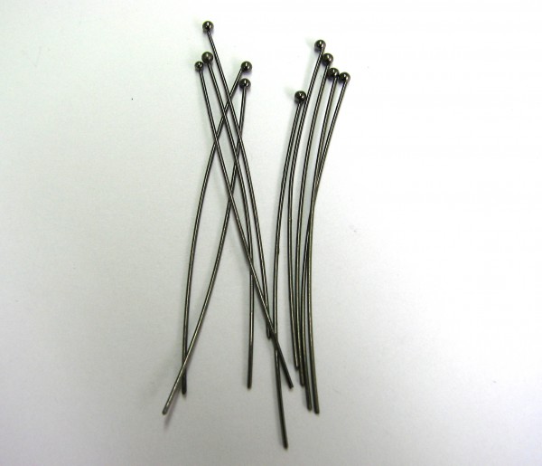Headpins 50x0,6 mm – color: Black – Head round 1.8 mm – 10 pcs