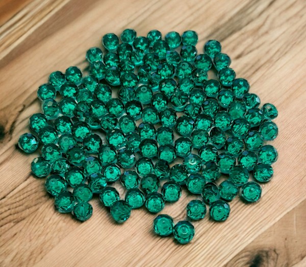 Glasschliffperlen 8x6mm - 104 Stück - Farbe: emerald - grün