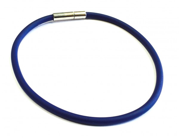 Rubber Bracelet 3 mm navy blue – with click closure – different lengths