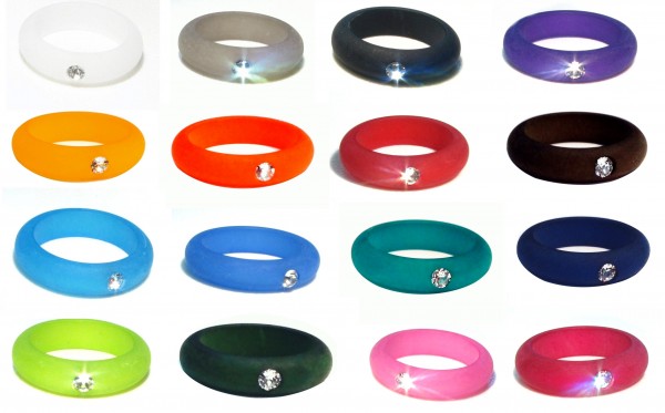 Polaris finger rings with crystal – set of 28 pieces – color selectable