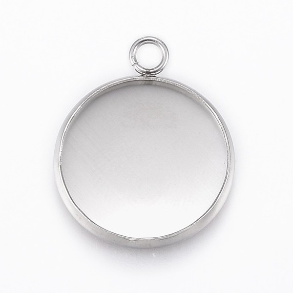 Pendant - frame - stainless steel - setting for 16mm cabochons etc.