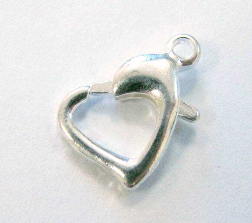 lobster claw clasp 12 mm – heart shape – color: Silver
