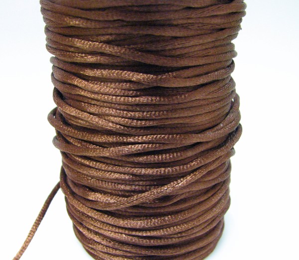 Silk ribbon 2mm – brown – 91 meter spool artificial silk