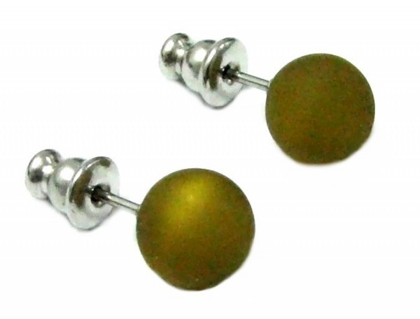 Polaris Ohrstecker 8mm --Edelstahl-- 1 Paar - olive