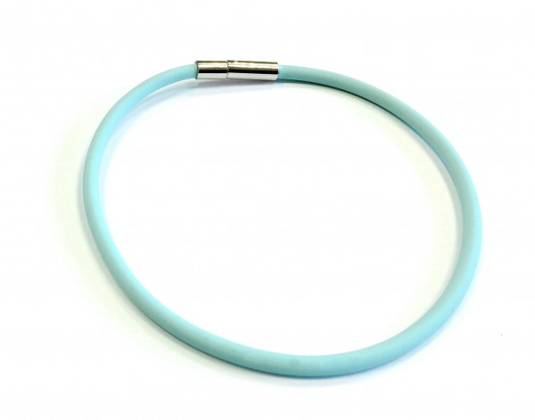 Rubber Bracelet 3 mm light turquoise – with click closure – different lengths