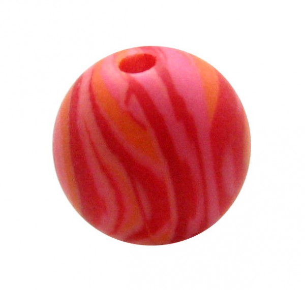 Polaris bead Zebra 12 mm – color: Red mix – small hole