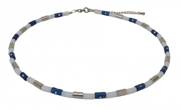 Bastelset - Polaris Edelstahl Collier - blau- Länge 43-49cm