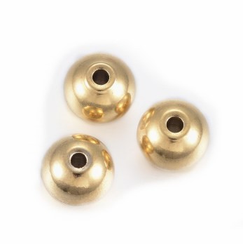 bead 6 mm – Hole 2 mm – Stainless steel glossy gold – 1 pcs.