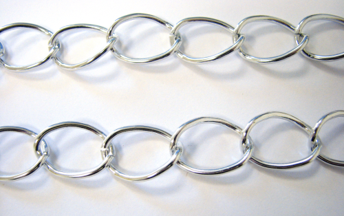 Link chain – Aluminium – 16 mm wide – silver – 1 meter