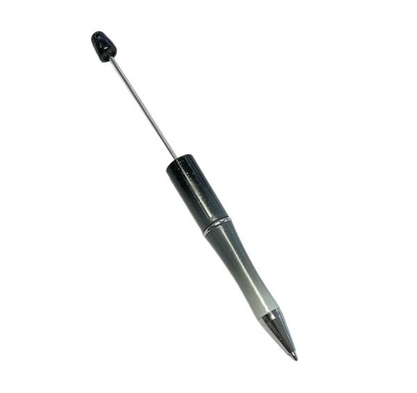 Beadable pen - a ballpoint pen that can be equipped with beads - color: black-white pearl effect