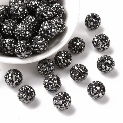 Shamballa Perle 10mm - hematit - rundum mit Strass PP13 besetzt - 1 Stück