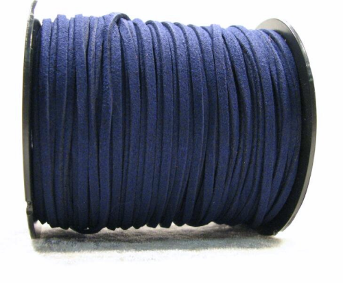 Wool ribbon flat in suede look – dark blue – 1 roll – 91 meter