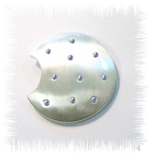 Creative pendant -3/4 moon silver plated, set with Swarovski crystal