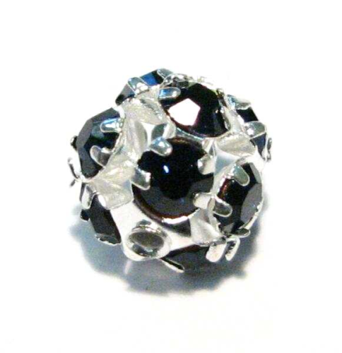 Kristall-Kugel 10mm silber mit montana (dunkelblau) farbigen Kristallen besetzt