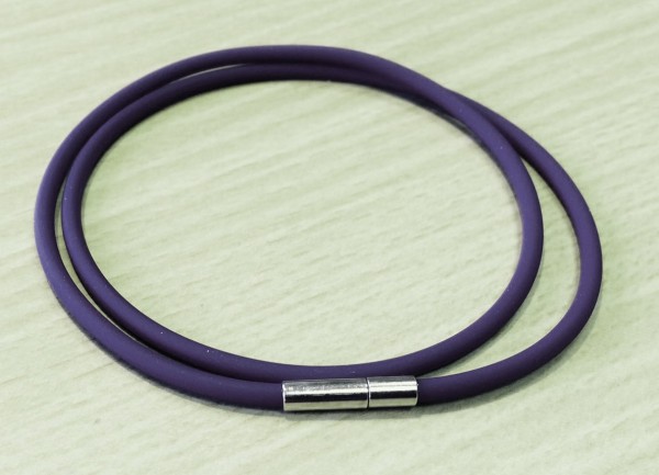Rubber Collier 2 mm purple – with click closure – different lengths