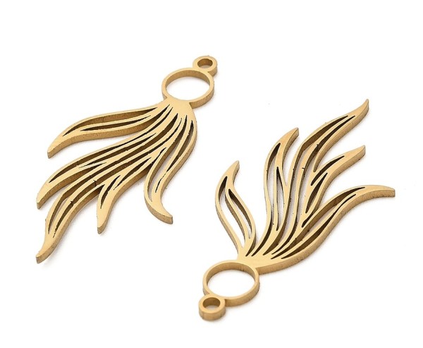 Flame - Stainless Steel Pendant gold color - 3.2 cm - 1 piece