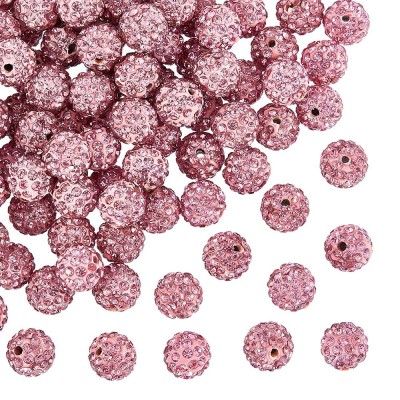 Shamballa Perle 10mm - light rose - rundum mit Strass PP13 besetzt - 1 Stück