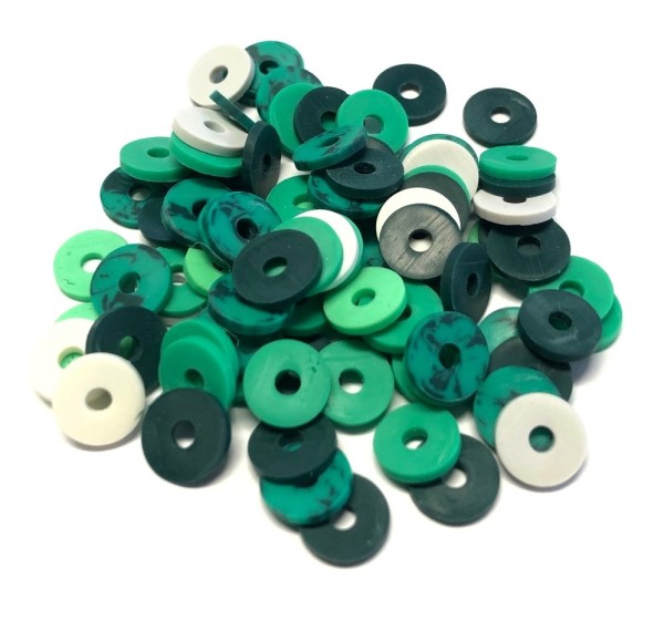 Katsuki beads - Heishi beads 10mm - green mix - 10cm