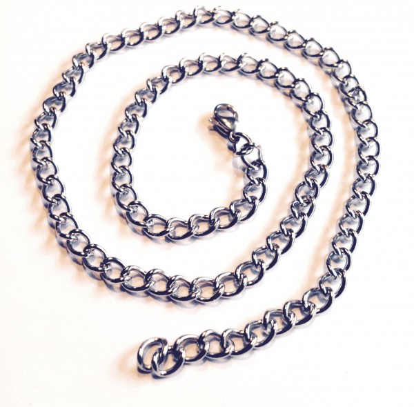 Stainless steel chain – flat armor chain 5 mm with lobster claw clasp closure – length: 42 cm