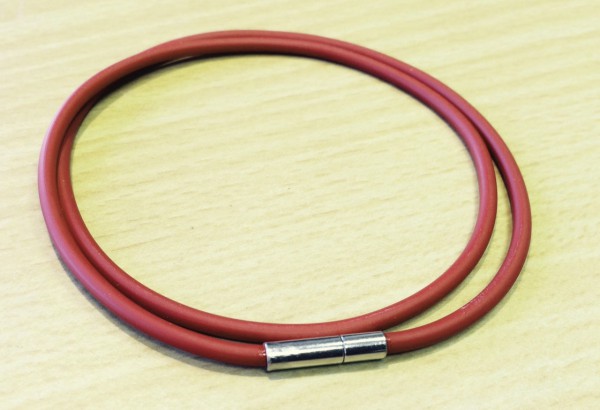 Kautschuk Collier 3mm rot - mit Klickverschluss - verschiedene Längen